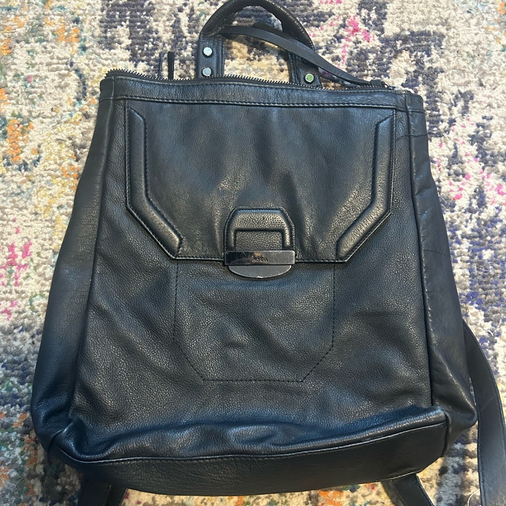 Kooba black leather backpack
